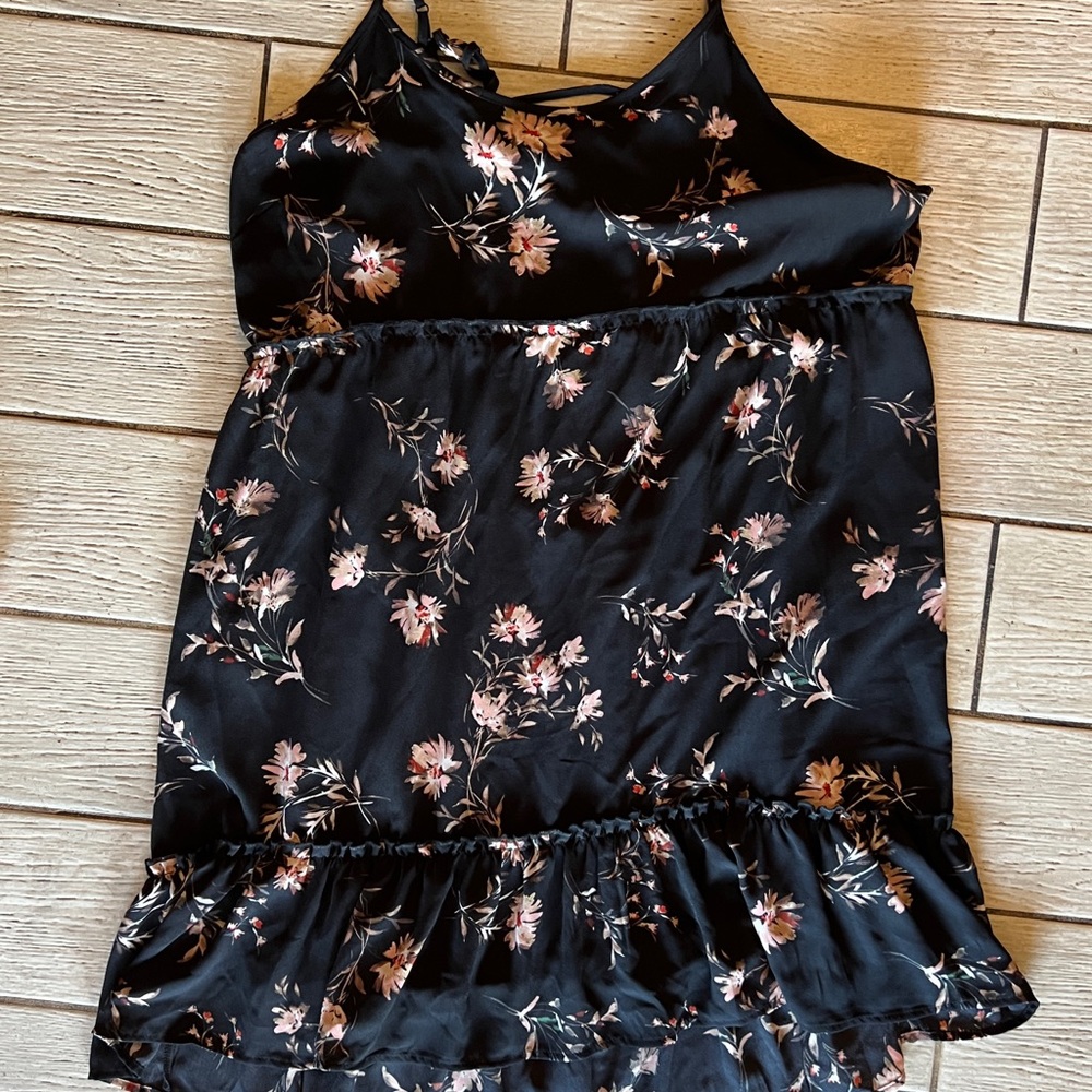 XXL WOMEN'S FLORAL PRINT FRONT MINI DRESS Junior Plus Size Black Elastic Back